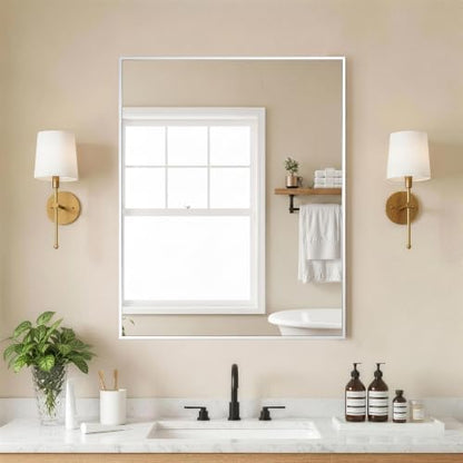 FICTOR Bathroom Vanity Mirror for Over Sink, 24" x 30", Silver