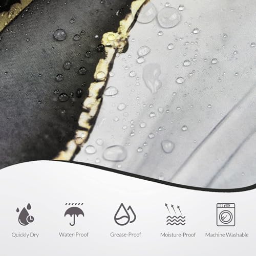 Black Marble Shower Curtain, Modern Abstract Luxury Black Gold Ink Texture Watercolor Art Bathroom Curtains Ombre Machine Washable Waterproof Fabric Bathtub Curtain Set with Hooks 60" Wx72 L