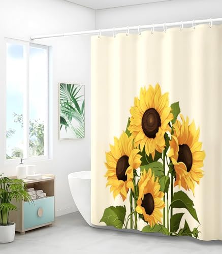Bathroom Shower Curtain Cute Cortinas para Baño 72 x 72, Sunflower