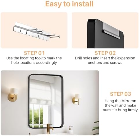 Bathroom Mirror for Wall, 30x22 Inch Rounded Rectangle Mirror, Black Metal Framed Bathroom Vanity Mirror for Restroom Farmhouse, Anti-Rust, Tempered Glass, Horizontally or Vertically Hanging