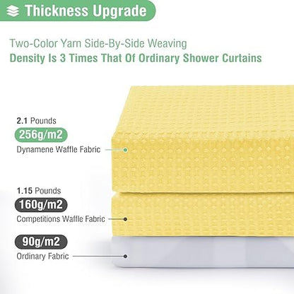 Dynamene Long Waffle Shower Curtain 256 GSM Heavy Fabric 72x78 Yellow
