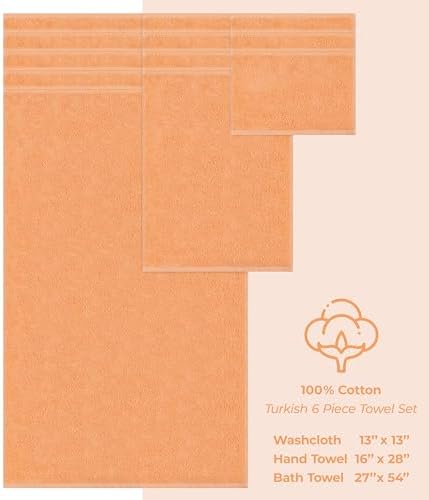 American Soft Linen 100% Cotton Luxury Turkish Towels, 6 Piece Towel Set