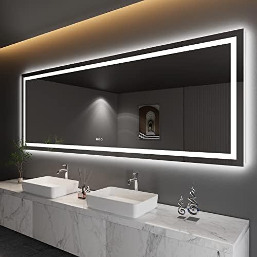 Amorho LED Bathroom Mirror, 110"X40" with Front Light and Backlit