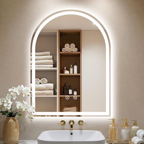 Arched LED Lighted Bathroom Mirror with Lights 24"x32"Smart Anti-Fog