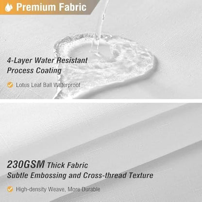 BTTN 72x90 Linen Textured Waterproof Thick Fabric Shower Curtain Set, White