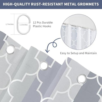 Modern Geometric Grey Shower Curtain, 72" W x 84" L