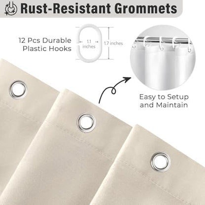 Seasonwood Beige Ruffle Shower Curtain Neutral Shower Curtain 72 x 78