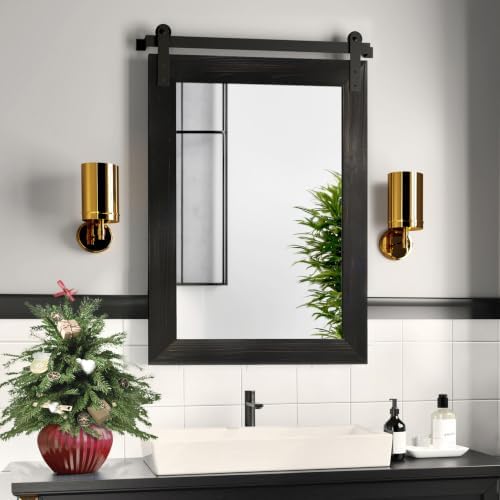 COGOOD Farmhouse Bathroom Mirrors for Over Sink - 30 x 22 Black