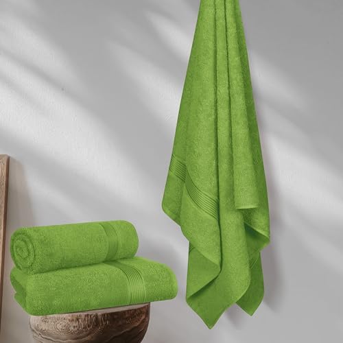 Belizzi Home Cotton 2 Pack Oversized Bath Towel Set 28x55 inches, Large Bath Towels, Ultra Absorbant Compact Quickdry & Lightweight Towel, Ideal for Gym Travel Camp Pool - Kiwi Green