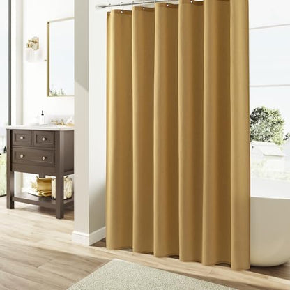 Naturoom Linen Shower Curtain 78 Inch Long for Bathroom Gold 1 Panel