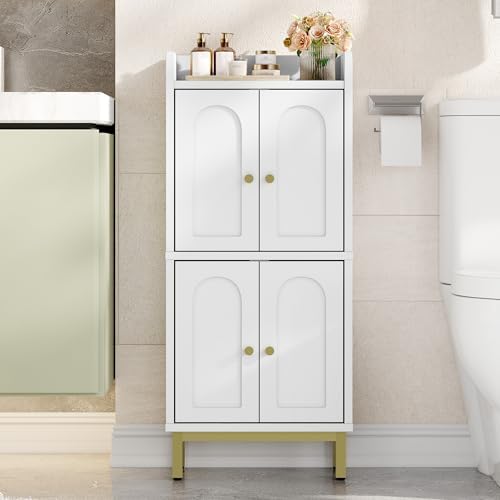 Hzuaneri Bathroom Cabinet, Small Storage Cabinet with 4 Doors