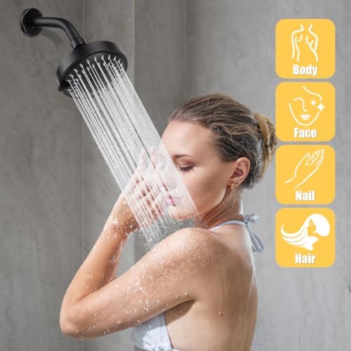 AISOSO High Pressure Rain Shower Head 2PCS 5 Modes 4.1 Inch Matte Black