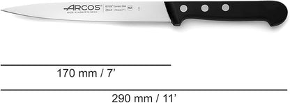 Arcos Sole Knife/Fish Knife Nitrum Stainless Steel and 170 mm blade. Designed for handling and preparing fish. Ergonomic Polypropylene Handle. Series UNIVERSAL. Color Black