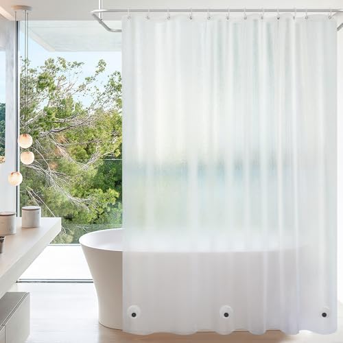 Seenus EVA Frosted Shower Curtain Liner Long 78 Inch, Bpa-Free Waterproof Shower Liner with 3 Extra-Large Magnets, 72'' x 78'' Bathroom 3D Silk Textured Plastic Shower Curtain Translucent for Privacy