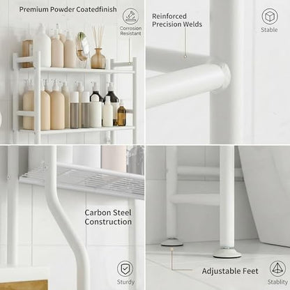 GloTika 3-Tier Over Toilet Storage, Anti-Tilt, 64" H, White