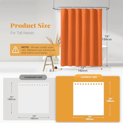 BTTN 72x78 Linen Textured Waterproof Fabric Shower Curtain, Burnt Orange