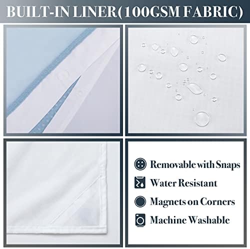 N&Y HOME Stall Waffle Weave Shower Curtain with Snap-in Liner Blue 36x72