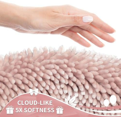 Yimobra Long Bathroom Rugs Runner 70x24 Inch, Extra Thick Soft Absorbent Chenille Bath Mat, Non Slip Machine Washable, Quick Dry Bath Rugs for Bathroom Floor, Tub and Shower, Pink