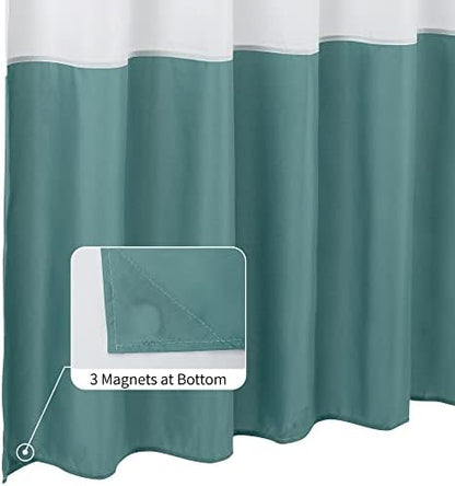 ALYVIA SPRING Waterproof Fabric Shower Curtain or Liner White/Teal, 72x72