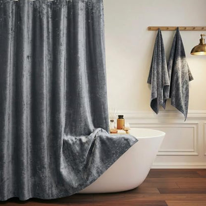 TAMGHO Crushed Velvet Shower Curtain, Grey, 72" x 72”