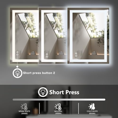DUMOS 36.1"x36.1" LED Bathroom Mirror, Bathroom Vanity Mirror