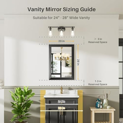 Briivue Black Metal Framed Bathroom Wall Mirror, 20x28 Inch