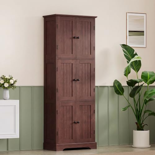 ChooChoo 63.2" Tall Bathroom Storage Cabinet with 6 Doors