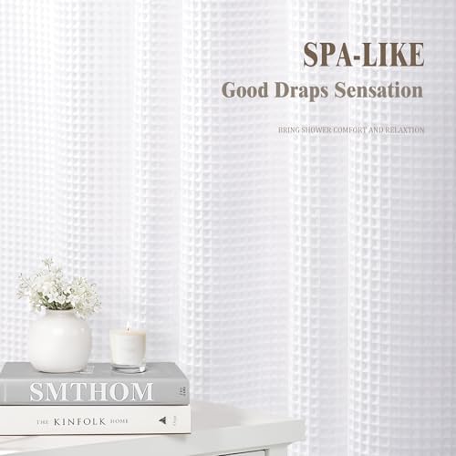 Stall Waffle Weave Shower Curtain Heavyweight Cotton Fabric White 36Wx72L
