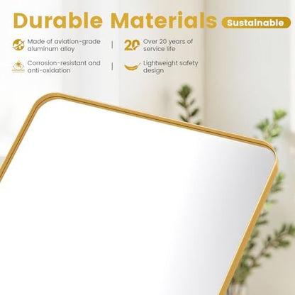 22"X34" Gold Bathroom Mirrors for Over Sink,Aluminum Frame