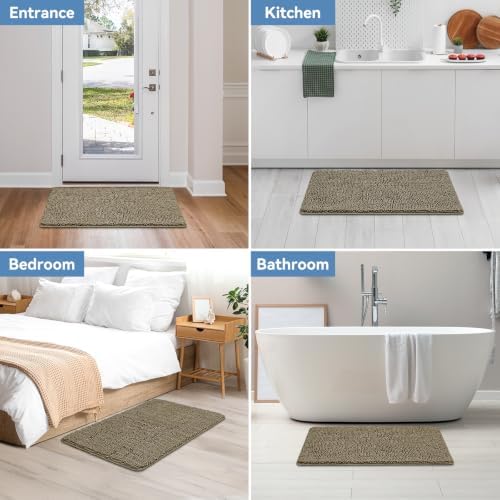 Bcoimo Bath Rug Mat,36x24 Chenille High Absorbent Latte Bathrom Floor Mats