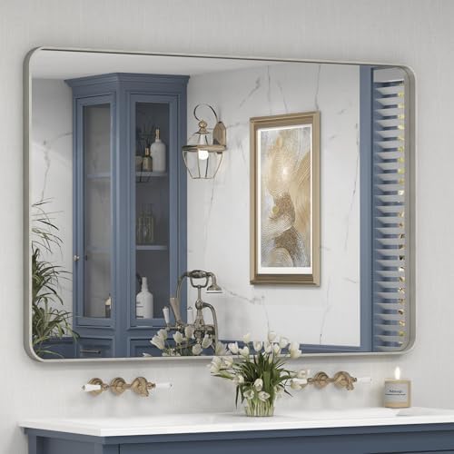 48x30 Inch Brushed Nickel Bathroom Mirror