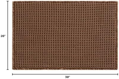 TYUU Waffle Bath Mat, Boho Bathroom Rugs Non Slip, 30x20 Mocha