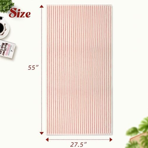 Striped Bath Towels Set of 2 (Coral Red), Lighter & Quick Dry Towels