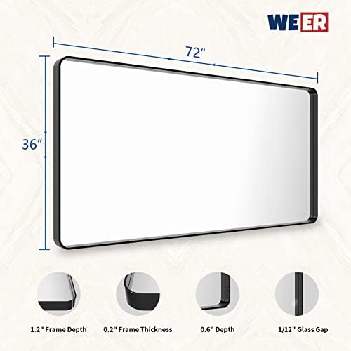 WEER Black Bathroom Vanity Mirror 72X36 Inch