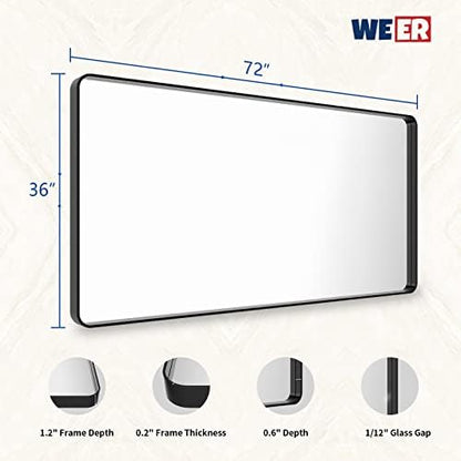 WEER Black Bathroom Vanity Mirror 72X36 Inch