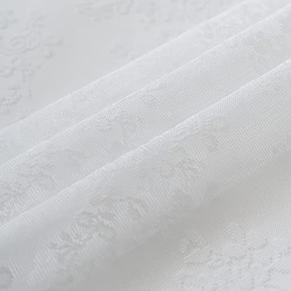 TUDECO White Lace Shower Curtain with Attached Valance 72 x 72 Inch