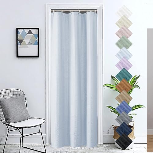 Aiyufeng Glacier Blue Shower Curtain for Bathroom, Embossed Textured Fabric Shower Curtain for Bathroom - Soft Cloth & Hotel Spa, Machine Washable, 36X72,Glacier Blue