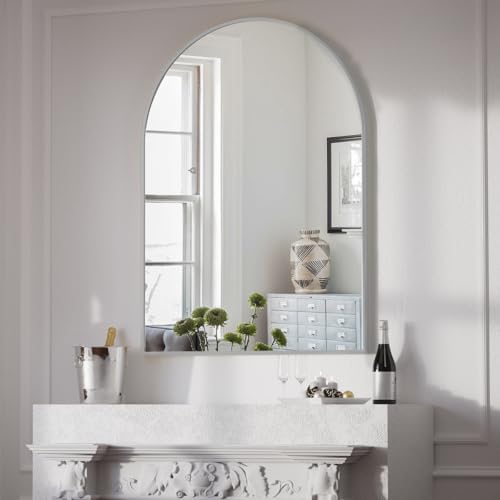 BEAUTYPEAK 30"x40" Arch Bathroom Wall Mirror, Silver
