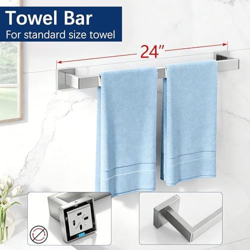 Gypie 24Inch Bathroom Accessory Set Wall Mounted, Brushed Nickel 5-Pieces