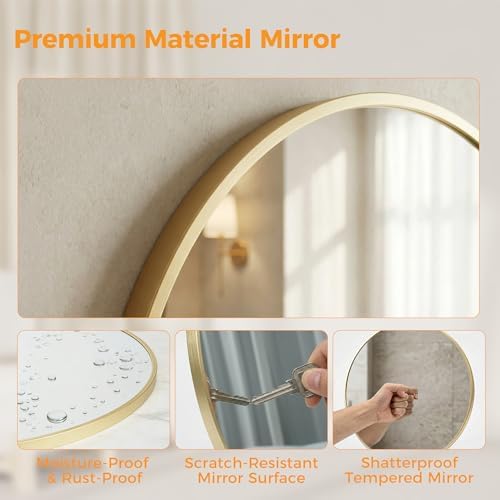Sweetcrispy Round Bathroom Wall Mirror, Vanity Mirror, 30 Inch