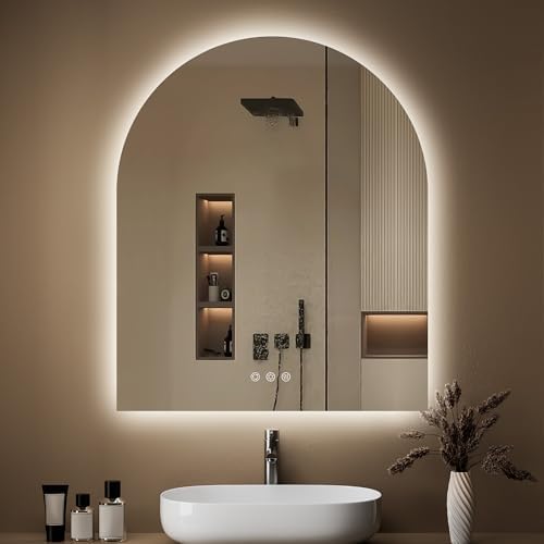 30"x36" Arched LED Lighted Bathroom Mirror with Lights