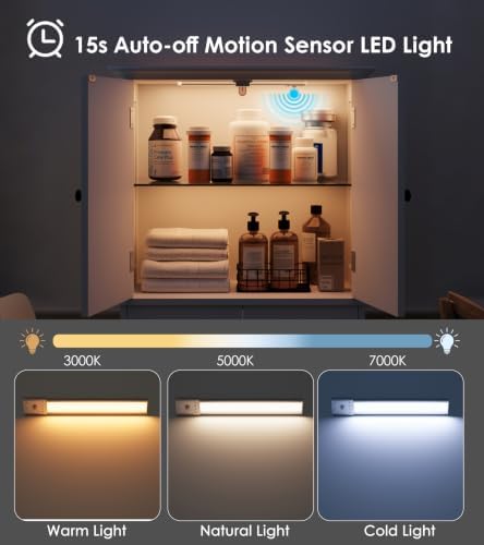 HAIOOU Bathroom Floor Cabinet with Motion Sensor Light - White