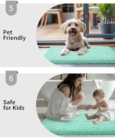 Disolla Mint Green Bathrom Runner Rug 24x59 - Large Soft Plush Bath Mat, Thick Long Non-Slip Shaggy Floor Mat, Ultra-Absorbent for Master Bathroom Bedroom