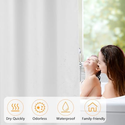 Seenus 2-Pack Waterproof Fabric Shower Curtain Liner, Washable Cloth Shower Liner with 3 Extra-Large Magnets, 72 x 72 inch Hotel Quality White Lightweight Bathroom Shower Curtain Set