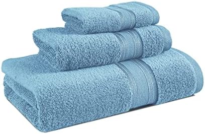 LANE LINEN Bath Towel Set Soft Absorbent Quick Dry 100% Cotton - Blue