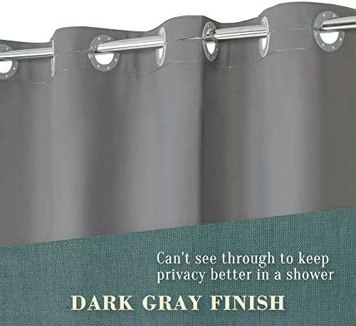 No Hook PEVA Shower Curtain or Liner, Standard Size 71x74, Dark Gray