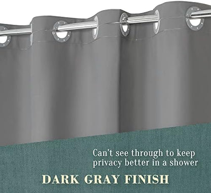 No Hook PEVA Shower Curtain or Liner, Standard Size 71x74, Dark Gray