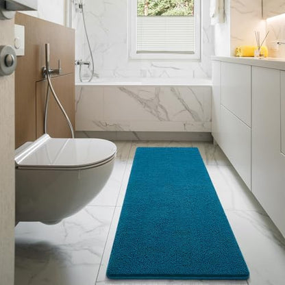 LOCHAS Luxury Bathroom Rug Shaggy Bath Mat 24 x 60 Inch, Peacock Blue
