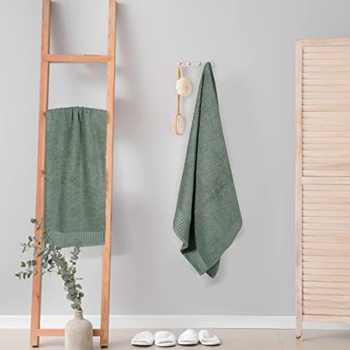 GLAMBURG 100% Cotton 2 Pack Oversized Bath Towel Set 28x55 Inches, Ultra Soft Highly Absorbant Compact Quickdry & Lightweight Large Bath Towels, Ideal for Gym Travel Camp Pool - Jade