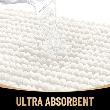OLANLY Thick Chenille Large Bathroom Rugs 44x32, Absorbent Bath Mat, Ivory